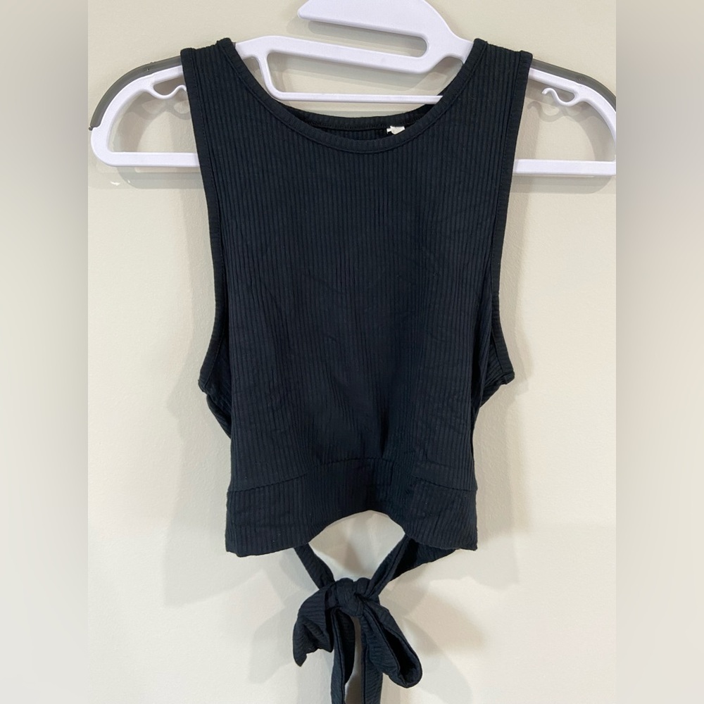 Pac Cares Small Black Sleeveless Tank With Tie Back Detail